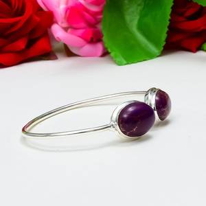 Brazalete de Plata de Ley 925 con Jaspe de Sedimento Marino y Piedras Preciosas, Hecho a Mano, para Mujer, Regalo de Compromiso, Joyería - Product Image 2