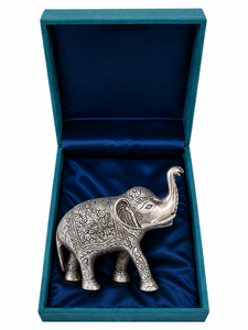 Figurine d'éléphant décorative en argent allemand avec gravure complexe, artisanat indien traditionnel, décoration d'intérieur, cadeau, boîte en velours - Product Image 2