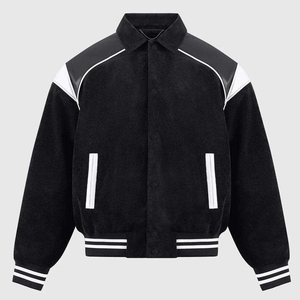 Wholesale Custom Logo Embroidered Baseball Jacket Premium Men's Loose Boxy Fit Athletic Varsity Jacket Outerwear - Product Image 3