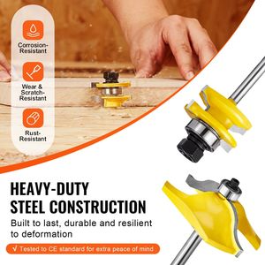 Set di 3 frese professionali per la lavorazione del legno con punta in carburo e gambo da 1/4 di pollice, con custodia per il trasporto - Product Image 6