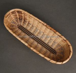 Recuerdos artesanales naturales hechos a mano, bandeja marrón de ratán pulido ecológica, plato de joyería decorativa de estilo de amor, forma ovalada - Product Image 2