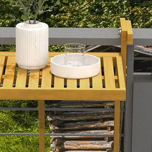 Tavolo da Patio in Legno Naturale con Design Salvaspazio e Funzione di Regolazione dell'Altezza - Product Image 6