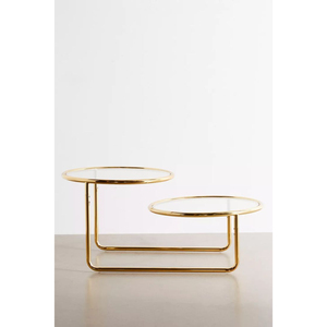 Gold Plated Two Tier Square <b>Glass</b> <b>Cake</b> <b>Stand</b> With Bird And Branch Design Reusable Dessert Display Tray Wedding And Party Usage - Product Image 3