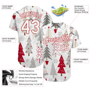 เสื้อเบสบอลคริสต์มาส 3 มิติ สีเทา-ขาว-แดง พิมพ์ลายโลโก้ตามสั่ง สำหรับเทศกาล  ขายแล้ว - Product Image 2