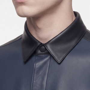 Chemise décontractée pour homme en cuir véritable, anti-plis, respirante, avec boutons en corne, qualité supérieure, personnalisable - Product Image 4