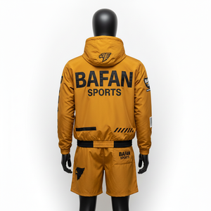 Ensemble short et coupe-vent pour homme, tissu polyester premium, style panneau moutarde, logo personnalisé, coupe-vent homme, ensemble short, grandes tailles - Product Image 2