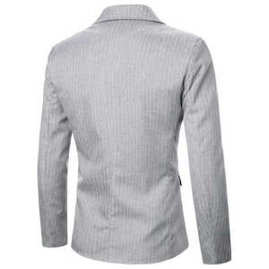 Blazer décontracté gris uni de haute qualité pour hommes, style rétro, simple boutonnage, coupe ample, pour la vente en gros - Product Image 3