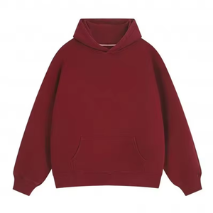 Men's Oversized Hooded Sweatshirt Solid Gray Cotton French Terry Casual Pocket Long Sleeve Autumn Wear - Product Image 5