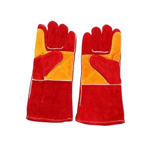 Gants de soudage de travail de sécurité longs en cuir de vache fendu résistant à la chaleur de 14 pouces pour soudeur - Product Image 1