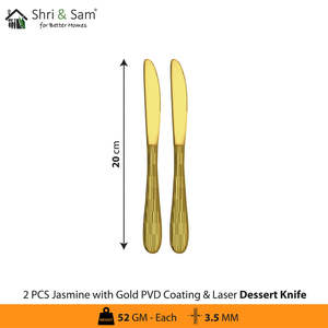 Couverts en acier inoxydable revêtus de PVD doré avec laser 6 ustensiles de qualité supérieure au jasmin - Product Image 3