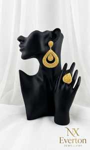 Juego de Anillo y Pendientes de Gota de Agua con Diamantes, Chapados en Oro, para Mujer, Joyería Vintage para Regalo de Boda - Product Image 5
