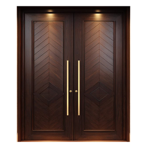 Puerta Doble de Madera Sólida con Patrón Chevron, Exterior de Lujo, Tamaño Personalizado, Villa, Bungalow, Directo de Fábrica en Malasia - Product Image 1