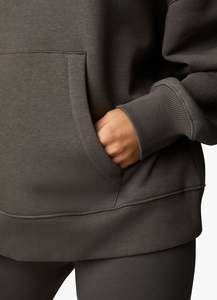 Oversized Hooded Sweatshirt Solid Color Cotton Fleece Pocket Casual Fit Unisex Autumn Wear Regular Length Knitted Style - Product Image 4