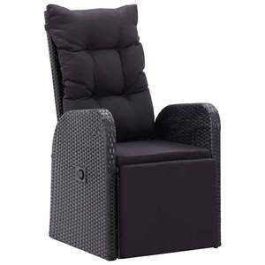 Set da pranzo da esterno da 11 pezzi con cuscini in polyrattan nero, set da giardino - Product Image 3