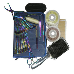 Professional Stainless Steel Hair Extension Kit <b>Pliers</b> Loop Needles Scissors Sectioning Clips <b>Set</b> Light Weight In Maltie Color - Product Image 6