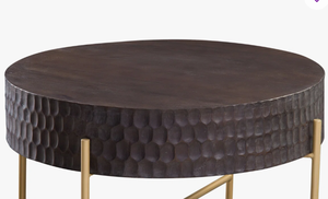 Table basse multifonctionnelle moderne avec plateau en bronze et support en métal doré, forme ronde avec rangement en métal pour la décoration du salon - Product Image 6