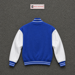 <b>Men's</b> Blue <b>White</b> Varsity <b>Jacket</b> Preppy Style Regular Fit Turn-down Collar Single Breasted Polyester Shell Cotton Lining <b>Men's</b> Bl - Product Image 6