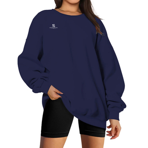 Sudadera Oversize para Mujer, Cuello Redondo, Manga Larga, Estilo Urbano, Casual, Color Sólido, Tela de Algodón Suave, Logotipo Personalizado - Product Image 1