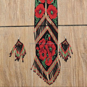 สร้อยคอลูกปัดแก้วงานปักทำด้วยมือออกแบบเองเครื่องประดับลูกปัดสำหรับรูปลักษณ์ที่หรูหราและทันสมัย - Product Image 1