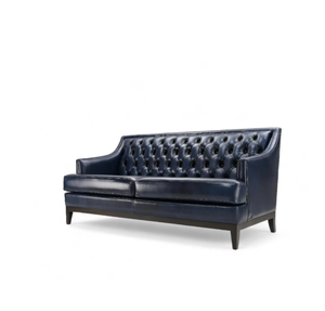 Sofá Chesterfield Europeo de Alta Gama, Tapizado, Individual y de Dos Plazas, en Cuero Azul Buff, para Sala de Estar, Apartamento, Centro Comercial, Casa de Campo, Patas Económicas - Product Image 1