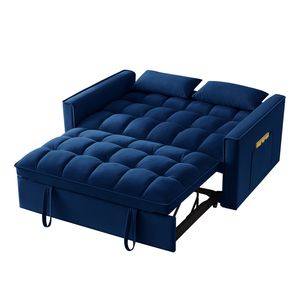 4-in-1 Navy trapuntato convertibile Loveseat divano letto braccioli portaoggetti schienale regolabile cuscini Multi-funzione divano letto - Product Image 5