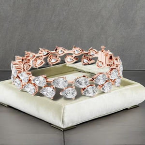 Pulsera de tenis de lujo con diamantes cultivados en laboratorio en forma de pera para mujer, oro de 10K, 14K, 18K y plata de ley 925, joyería nupcial certificada - Product Image 1