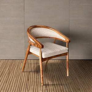 Fauteuil de salon de luxe rembourré à dossier haut, design en bois massif portable pour hôtel, restaurant, salon - Product Image 2