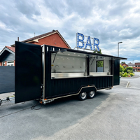 Remorque bar mobile de type conteneur, avec fenêtre de service longue, pré-câblée et pré-alarmpurée pour la conversion en bar mobile personnalisé pour cocktails, bières et matcha.