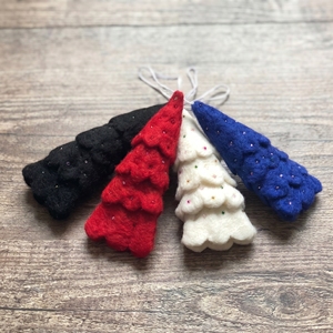 Handmade <b>Wool</b> Felt Christmas Tree Ornament Tree Shape Decorative Hanging <b>Craft</b> Red White Blue Black Color Options - Product Image 3
