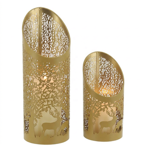เชิงเทียนเชิงเทียนโลหะสีทองแบบตัดรูปกวางสำหรับตกแต่งคริสต์มาส - Product Image 6