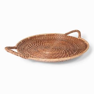 Ensemble de plateaux en rotin tressé à la main, offre promotionnelle, conteneur de rangement en fibre écologique, plateaux organisateurs naturels - Product Image 2
