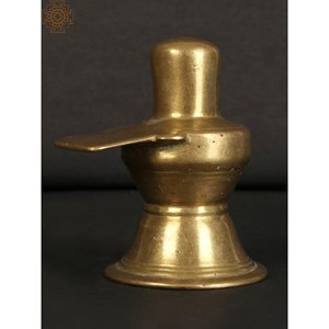 Sculpture de Shivalinga en laiton de 2 pouces faite à la main, petit article artisanal indien fabriqué à la main en Inde - Product Image 1
