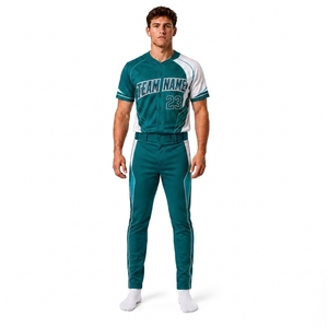 Men Custom Baseball Jersey Pants Uniform Set Full Button Sublimated Team <b>Athletic</b> Sportswear OEM Private Label Factory Supplier - Product Image 1