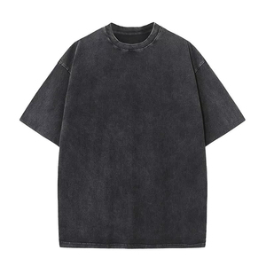 Custom Men Acid Wash Rhinestone <b>TShirt</b> Heavyweight Cotton Oversized Boxy Fit Crew <b>Neck</b> Streetwear <b>High</b> Street Style Front - Product Image 2