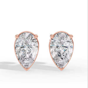 Pear Cut Lab Grown Diamond <b>Studs</b> 925 <b>Sterling</b> <b>Silver</b> Three Prong Solitaire Certified Luxury Fine Jewelry Earrings For Women - Product Image 3