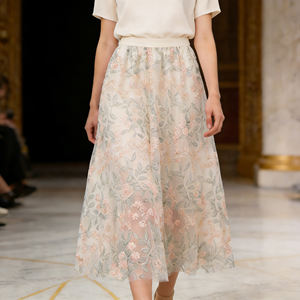 Oferta especial en la falda midi de cintura alta con bordado floral encantador para mujer de Temu, ideal para ocasiones casuales, fiestas y vacaciones. - Product Image 1