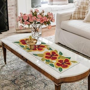 Embroidered Floral <b>Table</b> <b>Runner</b> Cotton Classic Design Washable Home Decor - Product Image 6