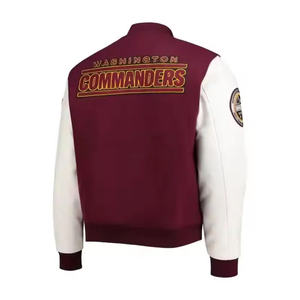 Veste universitaire rouge à manches de couleur personnalisée en gros motif de graffiti personnalisé Letterman brodé devant rue unisexe - Product Image 3