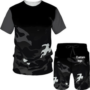 Ensembles personnalisés de haute qualité pour hommes : T-shirt et short décontractés en tissu tricoté respirant pour l'extérieur - Product Image 3