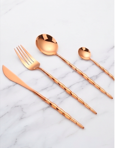 Ensemble de couverts modernes en or rose, finition miroir, compatibles lave-vaisselle, pour mariage et usage domestique - Product Image 1