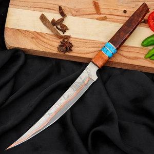 Couteau à filet de cuisine artisanal en cuivre, acier 440C, manche en bois d'olivier et bois de rose, meilleur cadeau unique pour les amateurs de pêche - Product Image 1