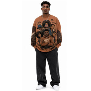 Factory OEM 330G Heavyweight Cotton Blend Oversized <b>Hoodies</b> Custom Embroidery Logo Men Streetwear Pullover Sweatshirts - Product Image 2
