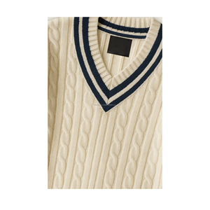 Nouveau pull jacquard en maille acrylique à col en V pour homme, avec logo personnalisé, style universitaire, pour l'hiver - Product Image 3