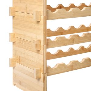 Portabottiglie Modulare Impilabile a 6 Ripiani in Legno di Bambù Massiccio per 48 Bottiglie, Espositore Autoportante per Vini - Product Image 3