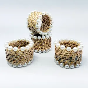 High Quality Pearl Bead Cane Napkin Rings For Wedding Home With Business Gift At Wholesale Price From India
