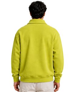 Lime Green <b>Men</b> Oversized Quarter Zip Sweatshirt <b>Pullover</b> Fleece Long Sleeve Casual Streetwear Sweater Custom Heavy Cotton Top - Product Image 2