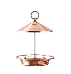 Luxury Copper Metal Bird Feeder Hanging <b>Lantern</b> Style Wild Bird Feeding Station with <b>Large</b> Seed Tray for Garden Outdoor Yard - Product Image 1