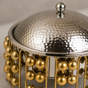Retro Iron Wire Mesh Serving Casserole with Stainless Steel Hammered Hotpot | Food <b>Warmer</b> for <b>Buffet</b> Catering Dining & Events - Product Image 2