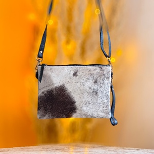 100% Genuine Leather Hair On Clutch Wristlet Sling Pouch Bag <b>Unique</b> Hot Sell Hair Western Style Crossbody Bag Preppy Lady Design - Product Image 1