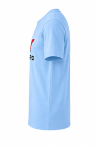 Camiseta de Algodón de Manga Corta con Cuello Redondo Azul Claro para Hombre Warpro, con Estampado de Logotipo Frontal, Estilo Casual, Corte Regular - Product Image 3